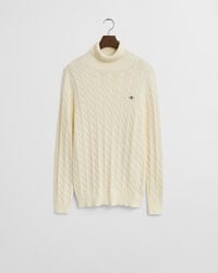 Pull col roulé en maille torsadée de coton