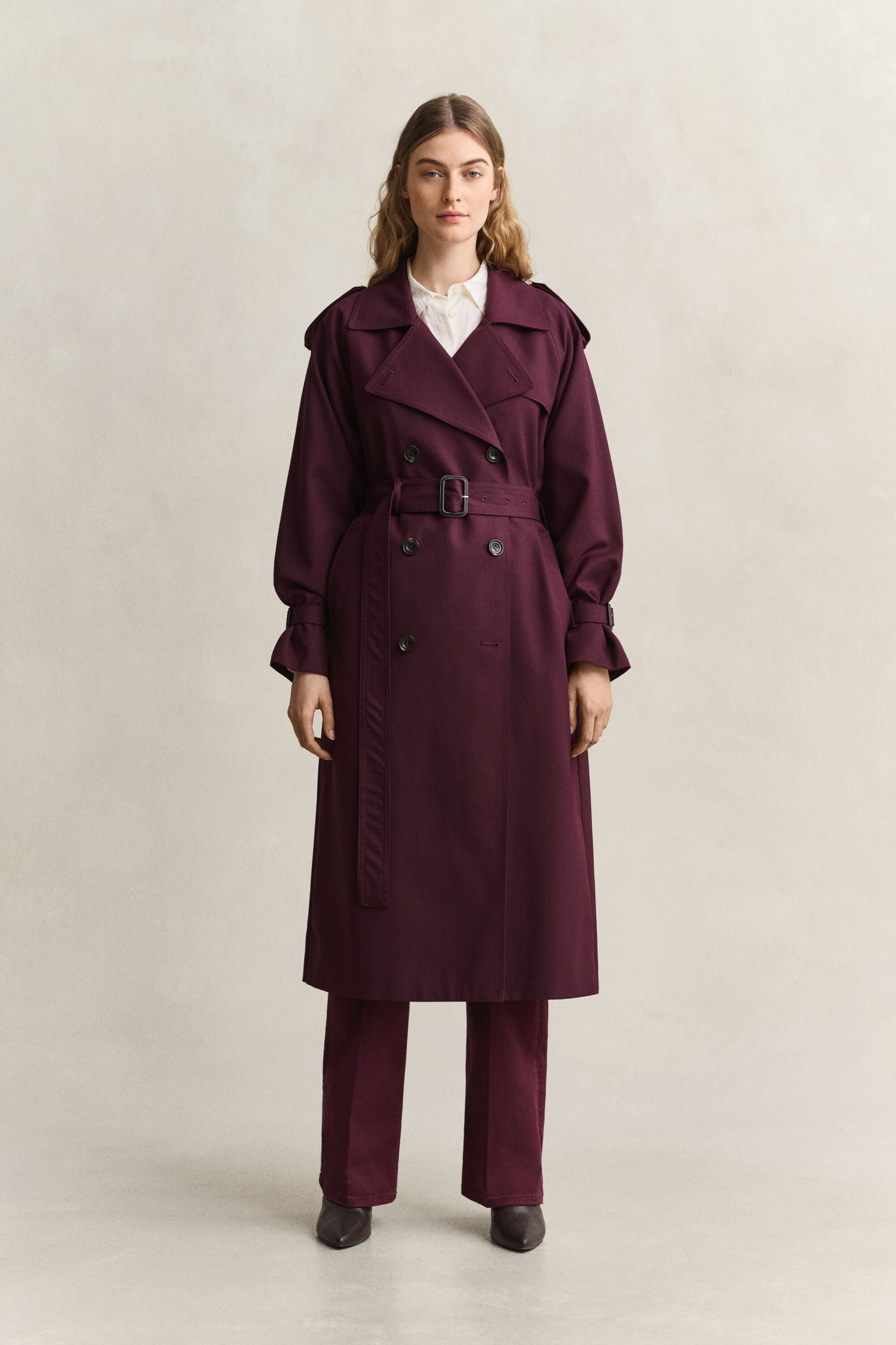 Trench-coat en laine mélangée