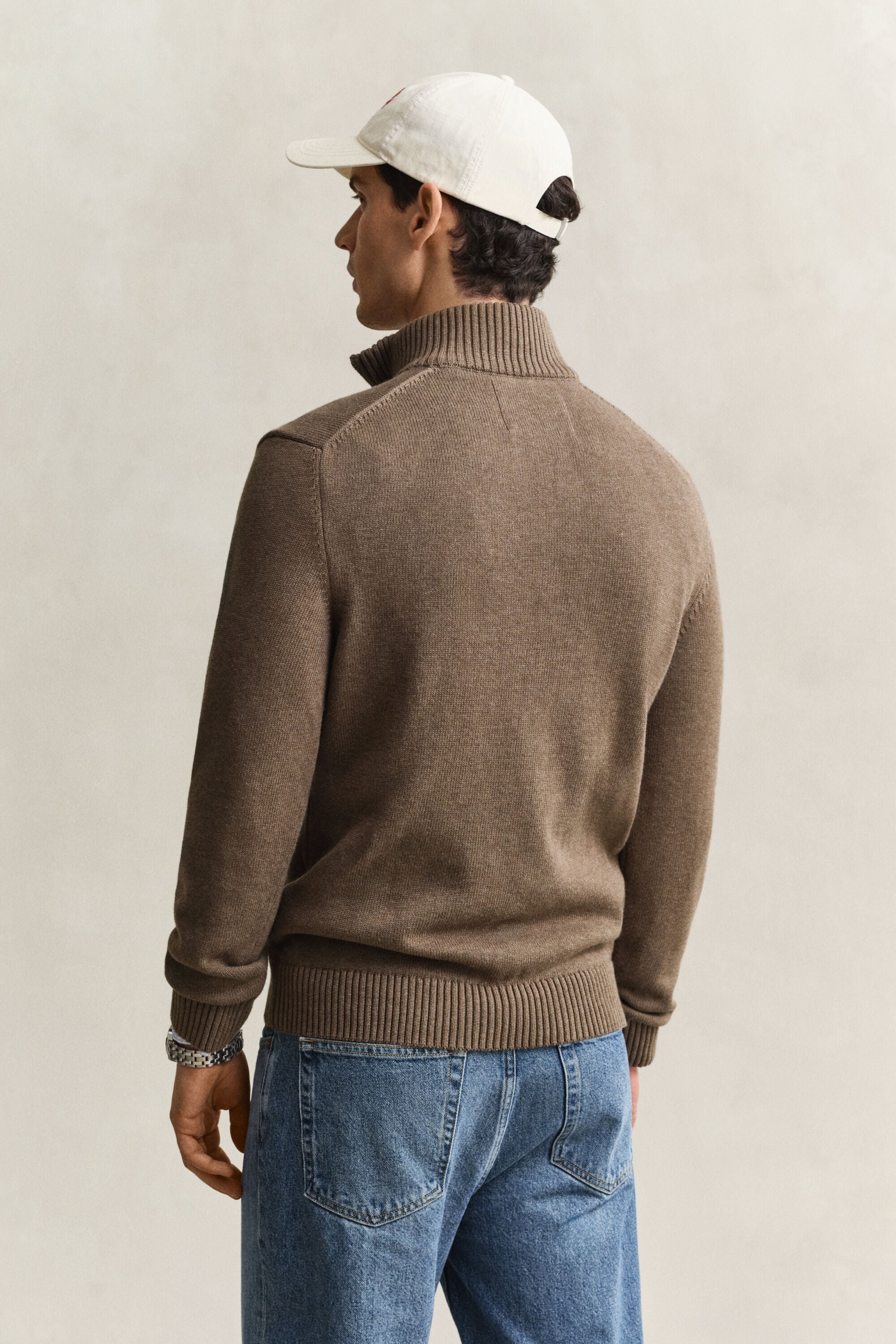 Pull en coton décontracté à demi-zip