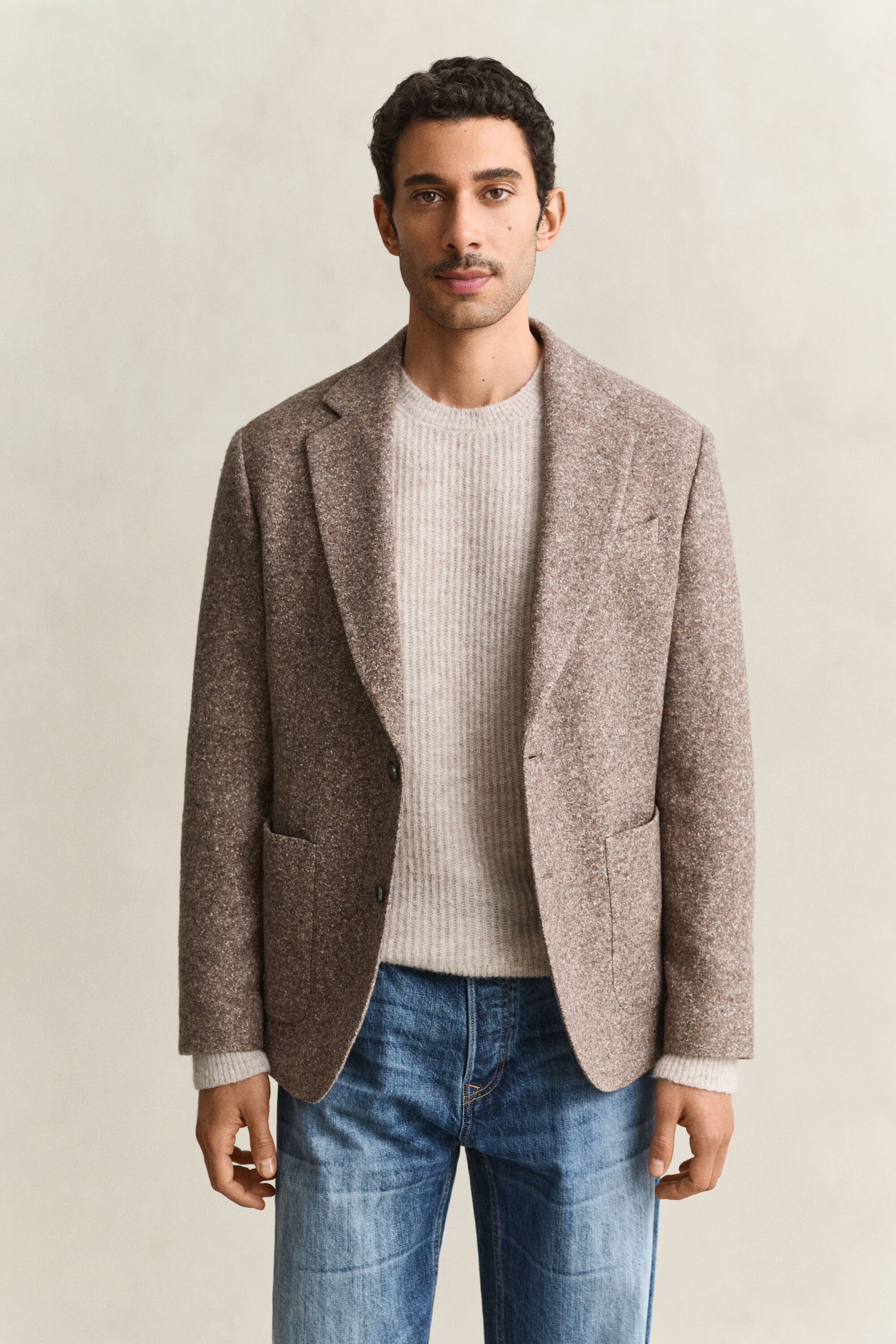 Veste blazer en jersey de laine et soie