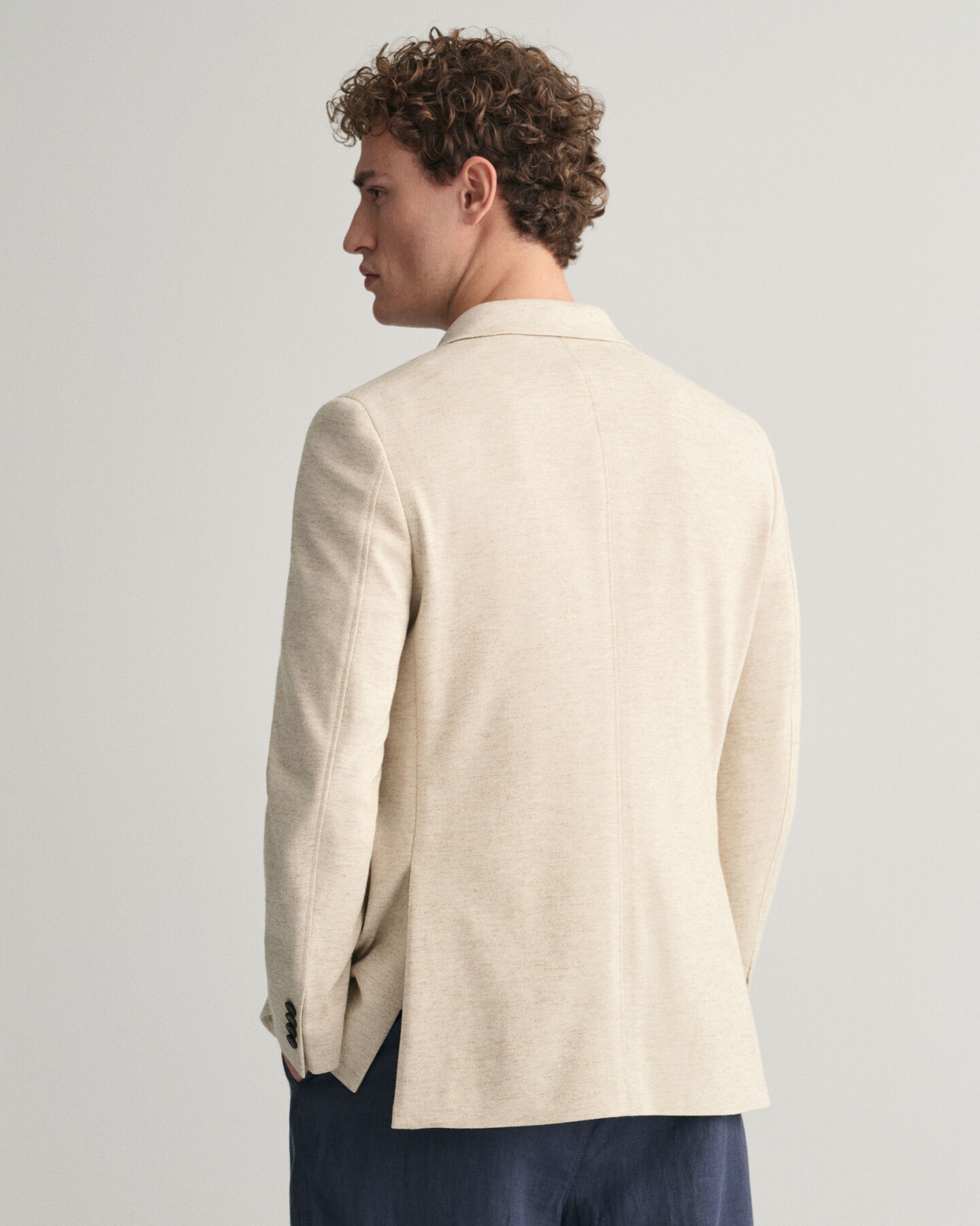 Veste blazer slim fit en coton et lin