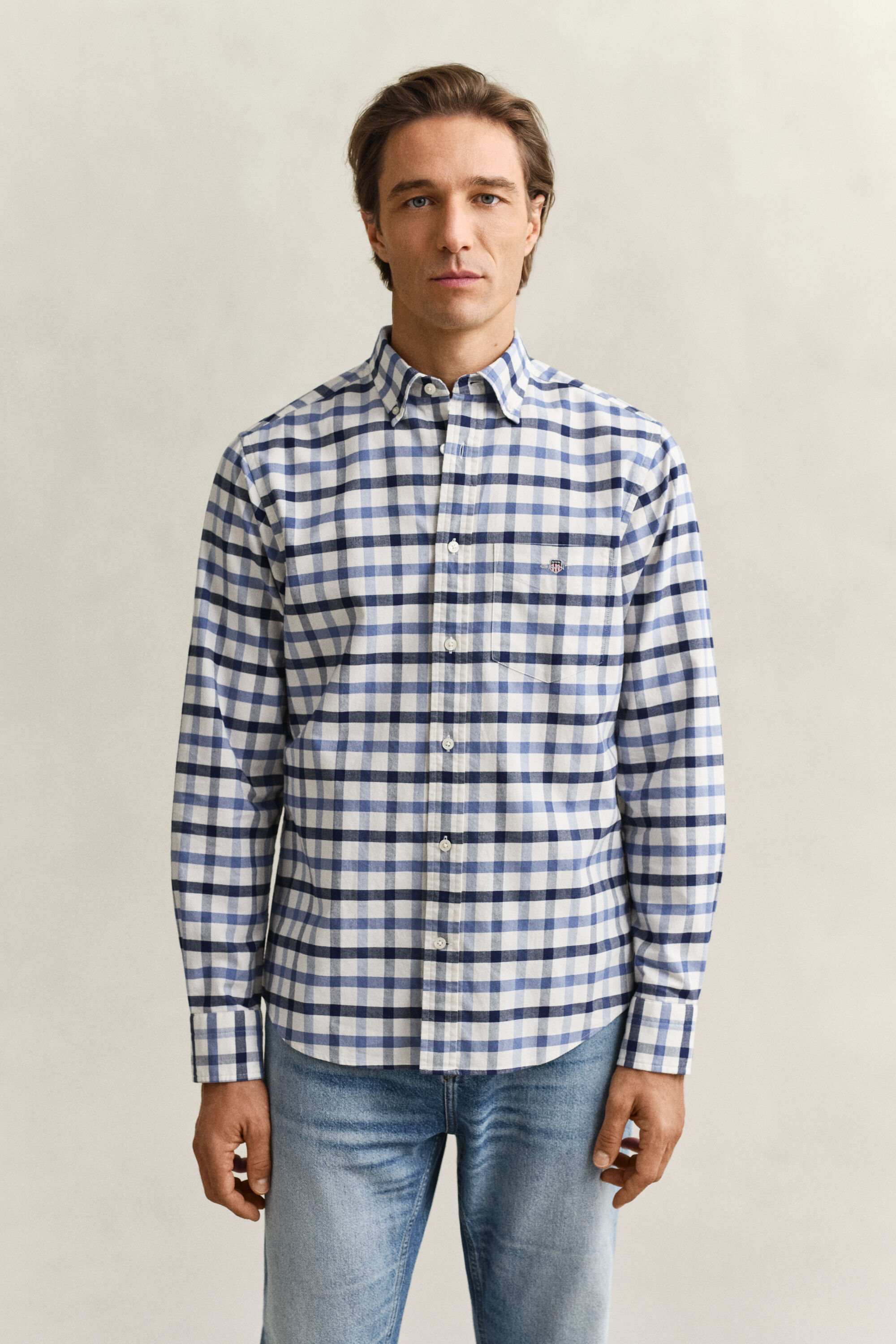 Chemise coupe regular en coton Oxford à carreaux