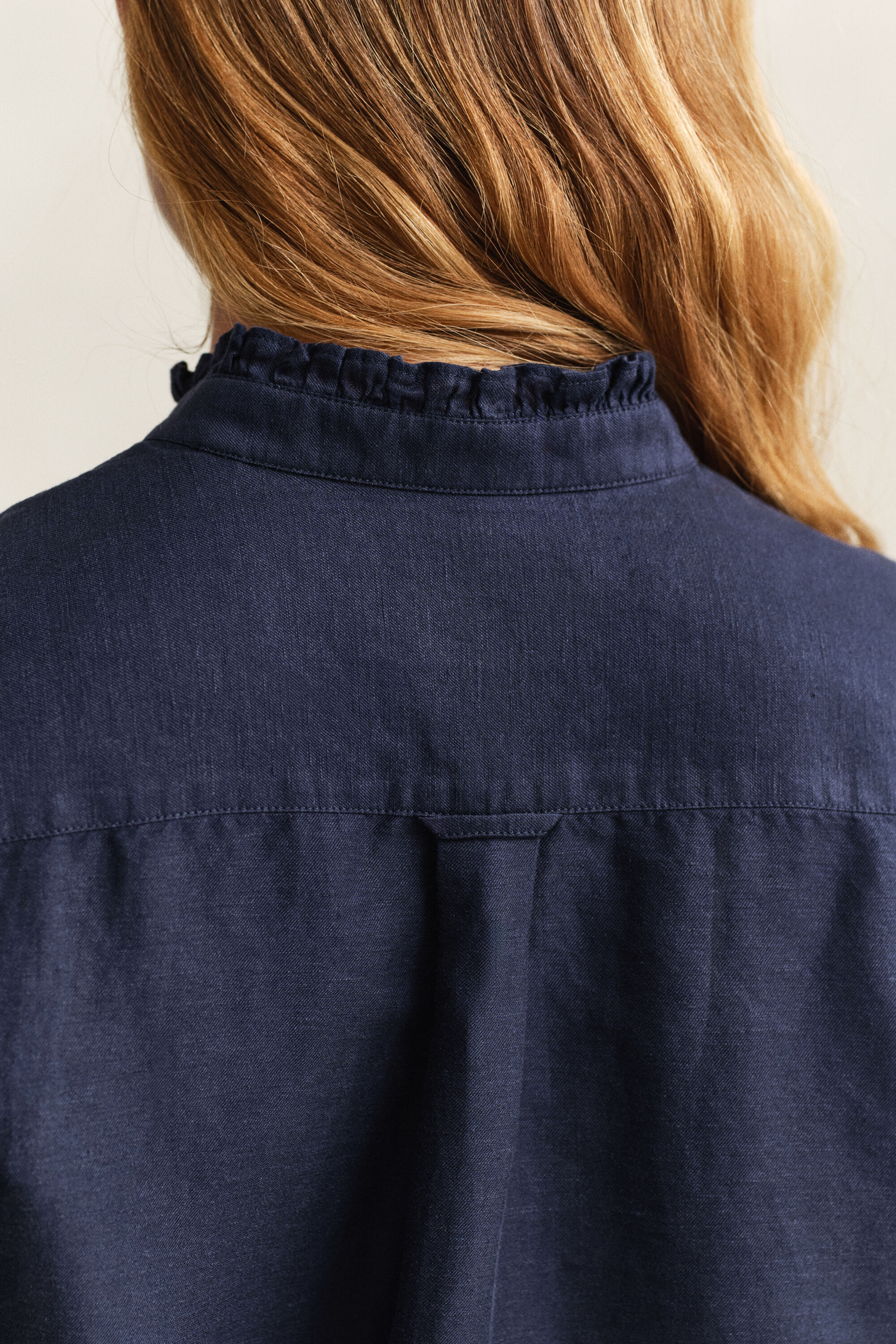 Chemisier à volants en lin mélangé