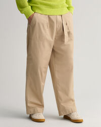 Pantalon en popeline de coton avec ceinture