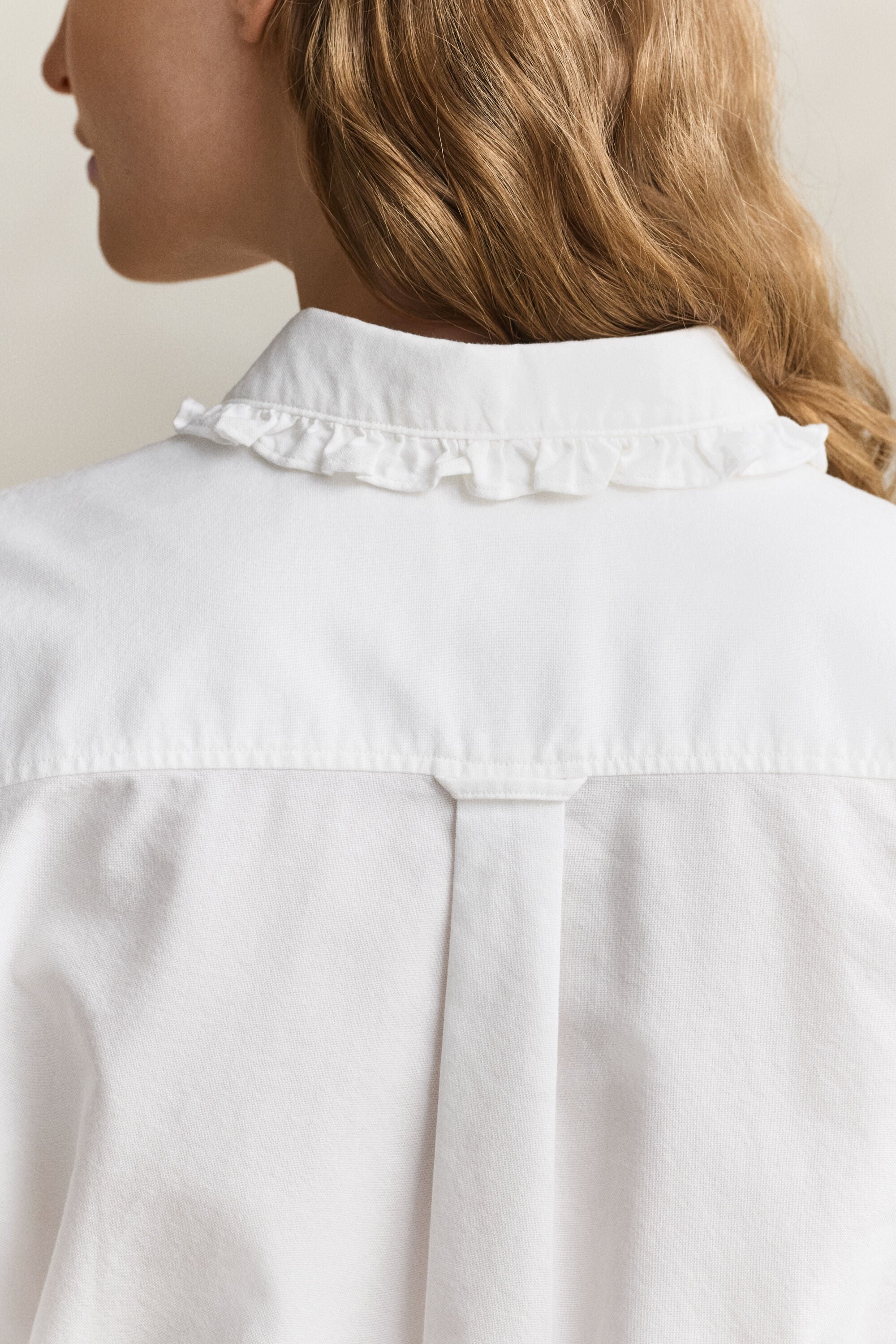 Chemise en coton Oxford classique à volants