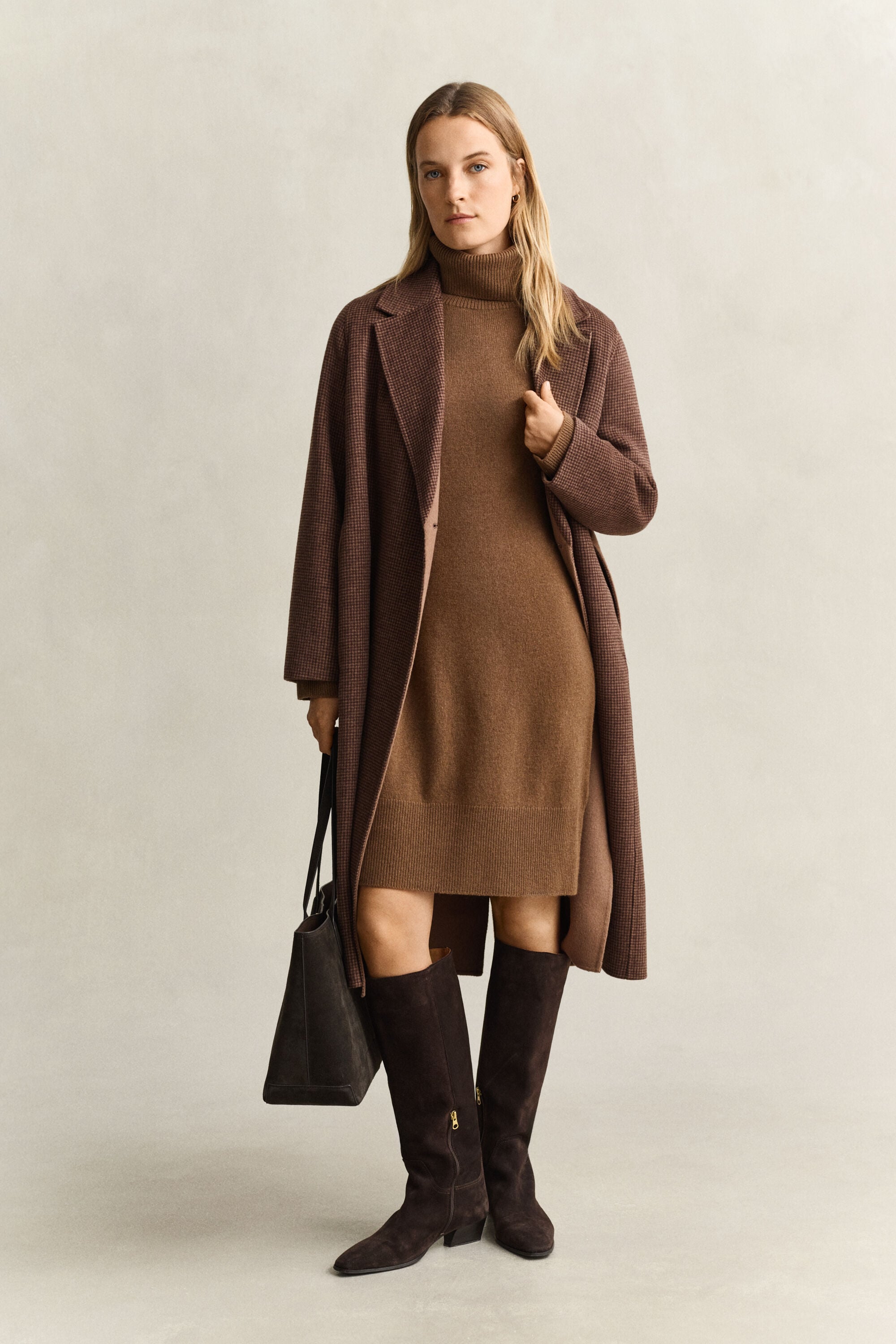 Robe à col roulé en laine et cachemire