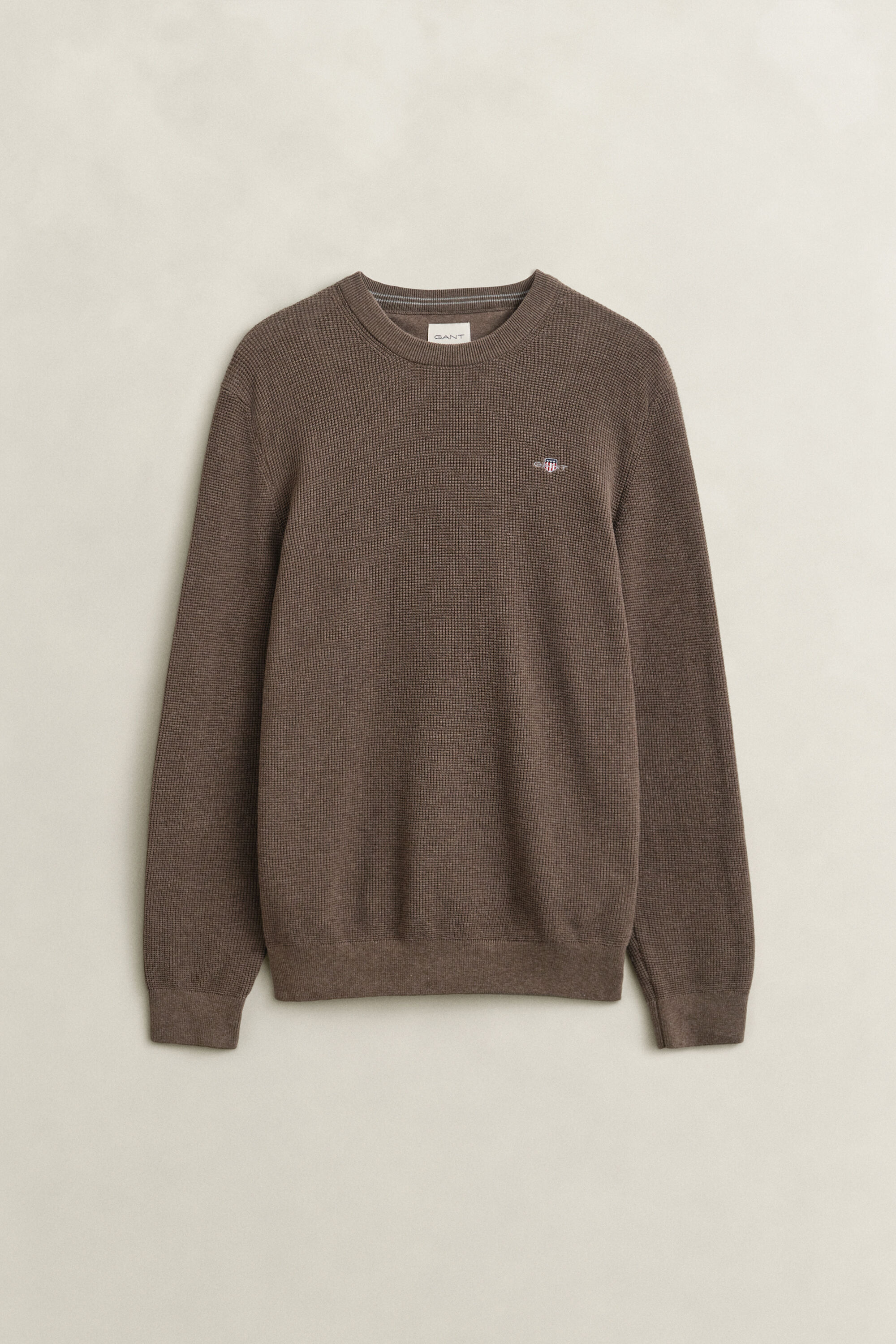 Pull col rond en coton texturé