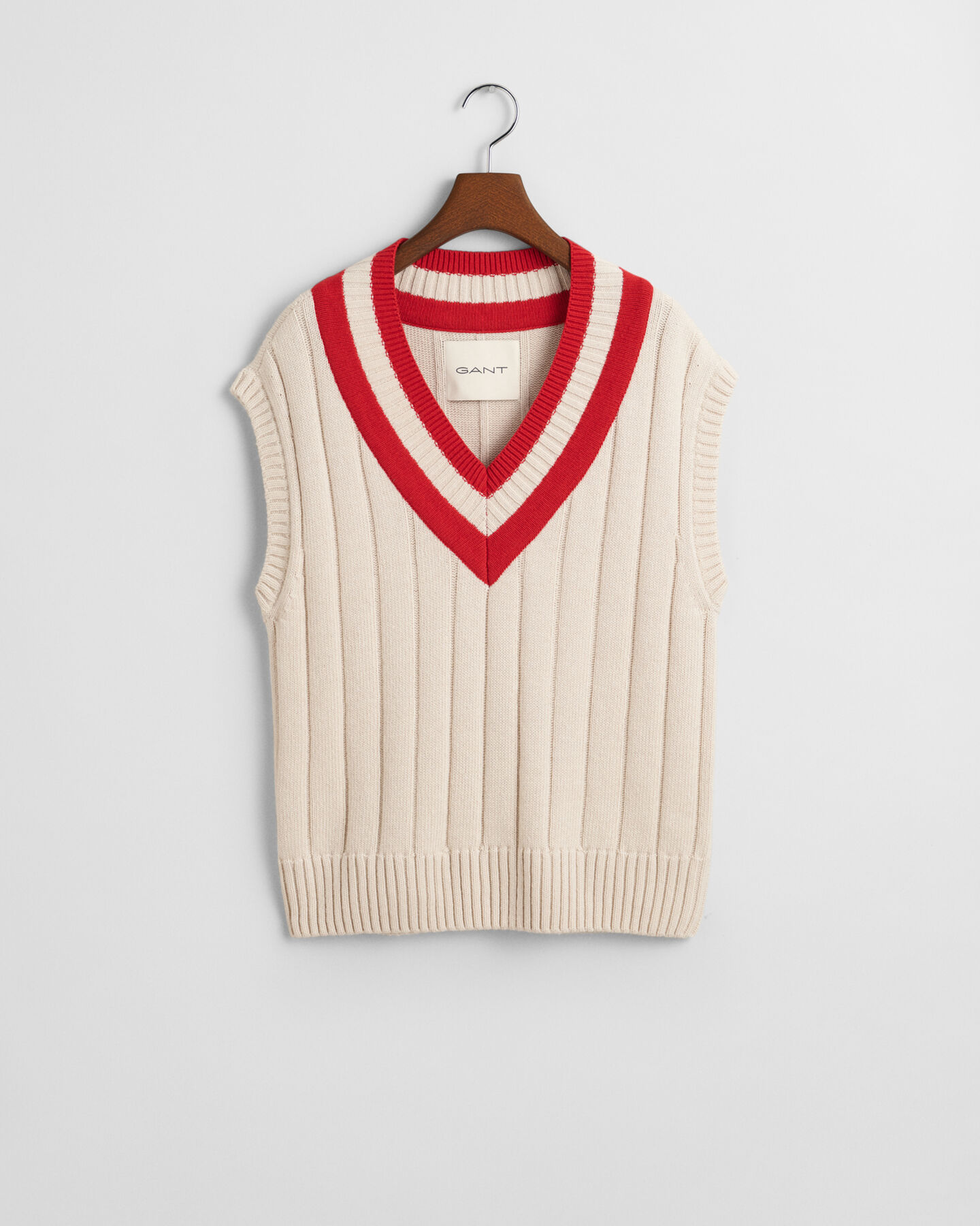 Veste col V sans manches de couleur contrastante