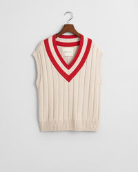 Veste col V sans manches de couleur contrastante