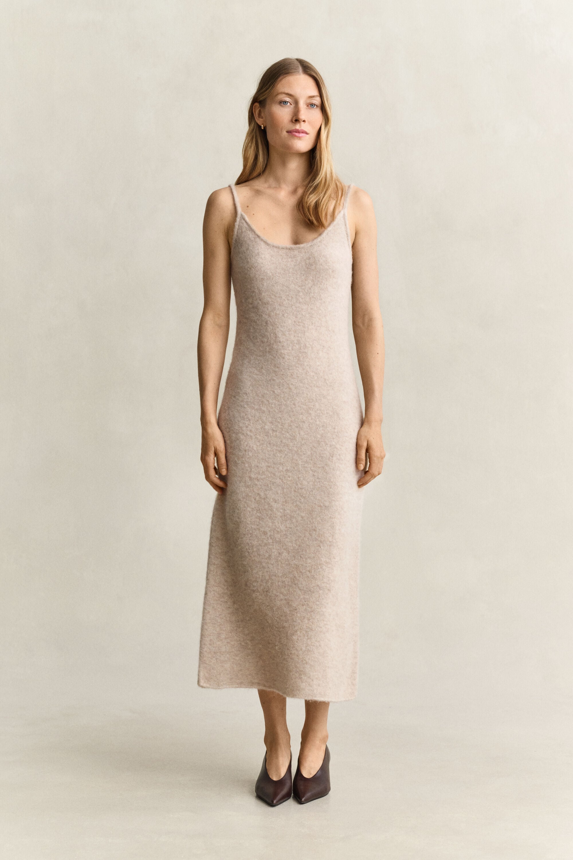 Robe en maille à bretelles en laine d’alpaga mélangée