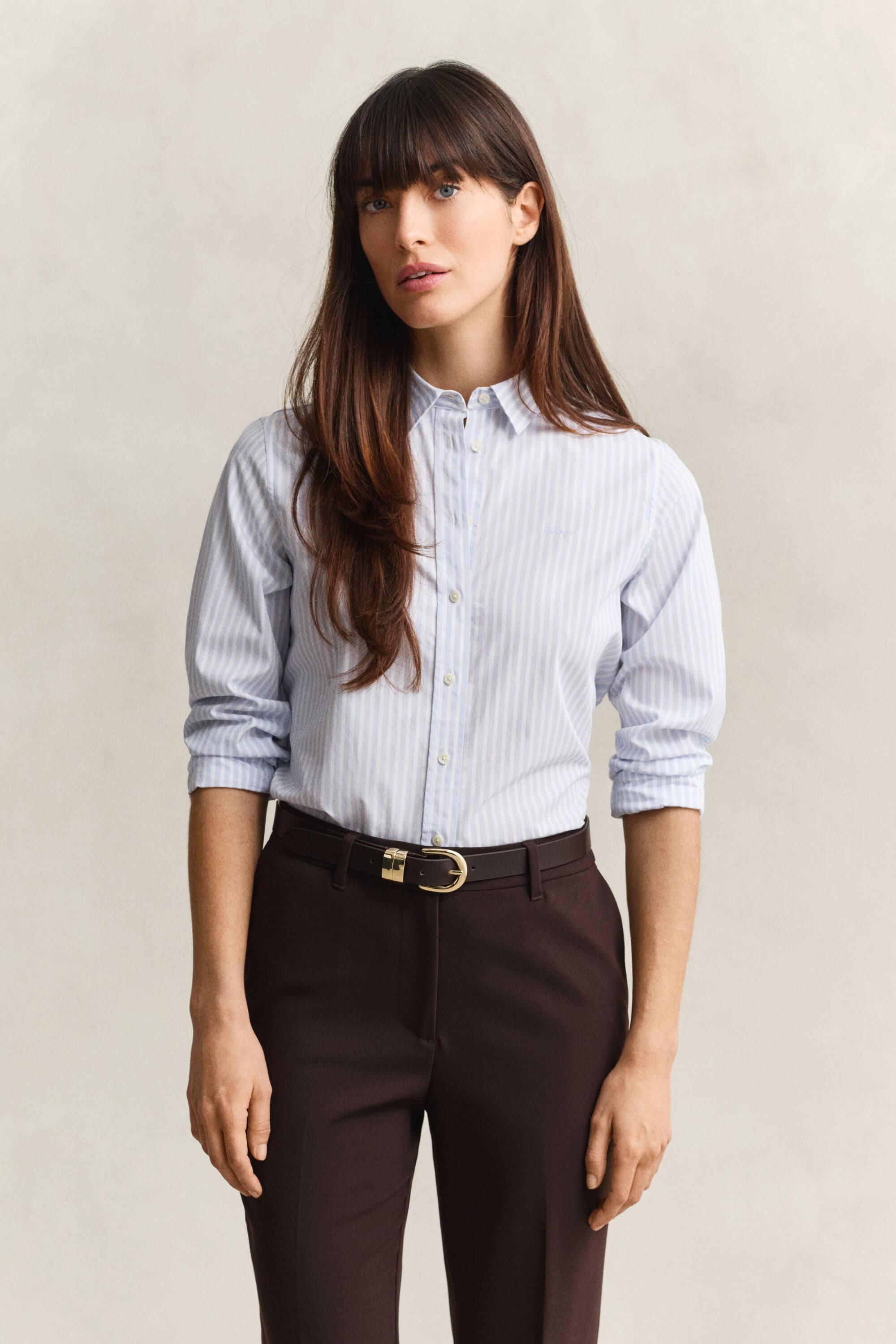 Chemise classique coupe regular en popeline à rayures