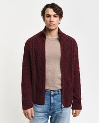 Cardigan zippé en maille torsadée