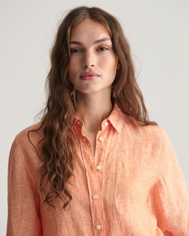 Chemise regular fit en chambray de lin