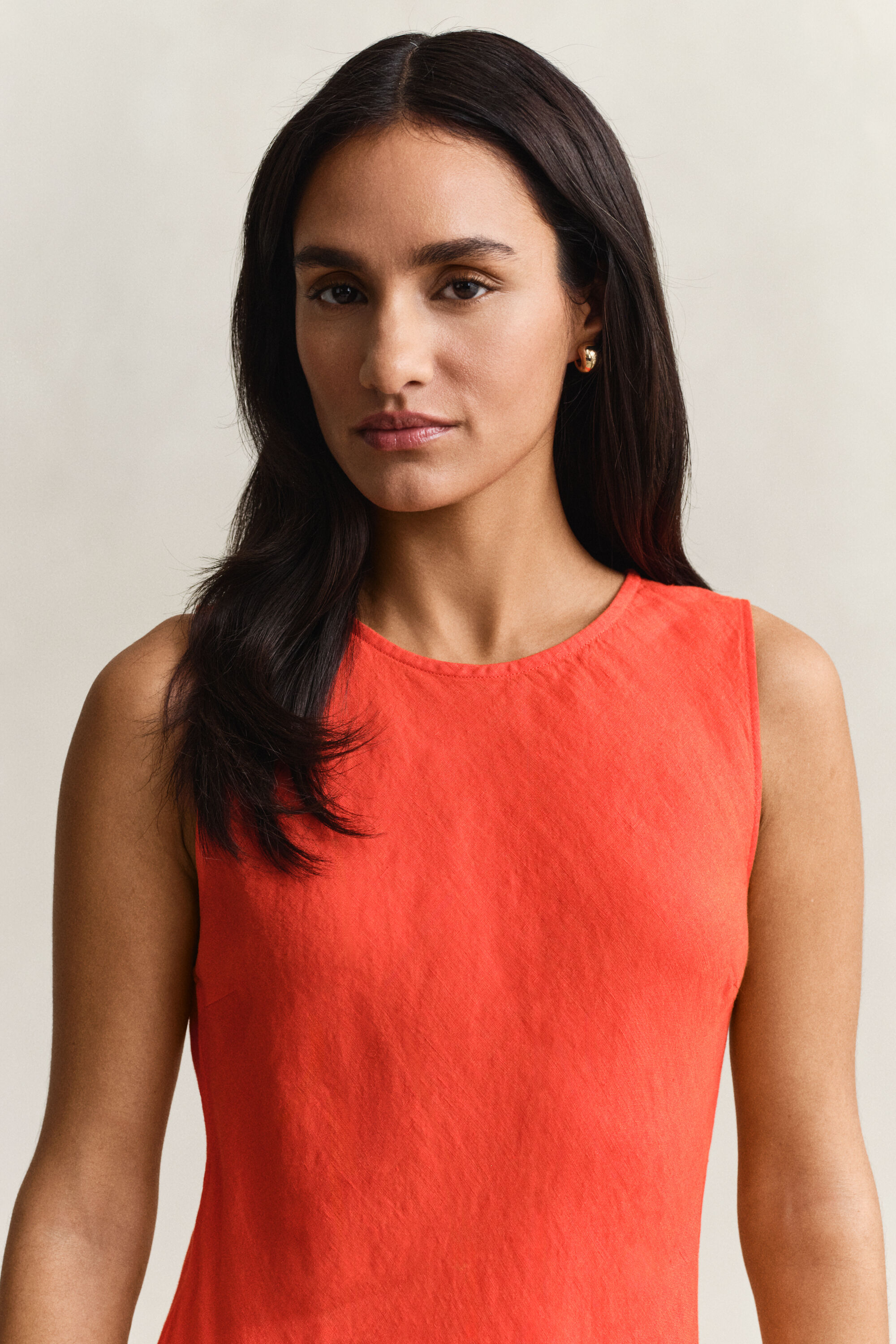 Robe midi coupée dans le biais en lin