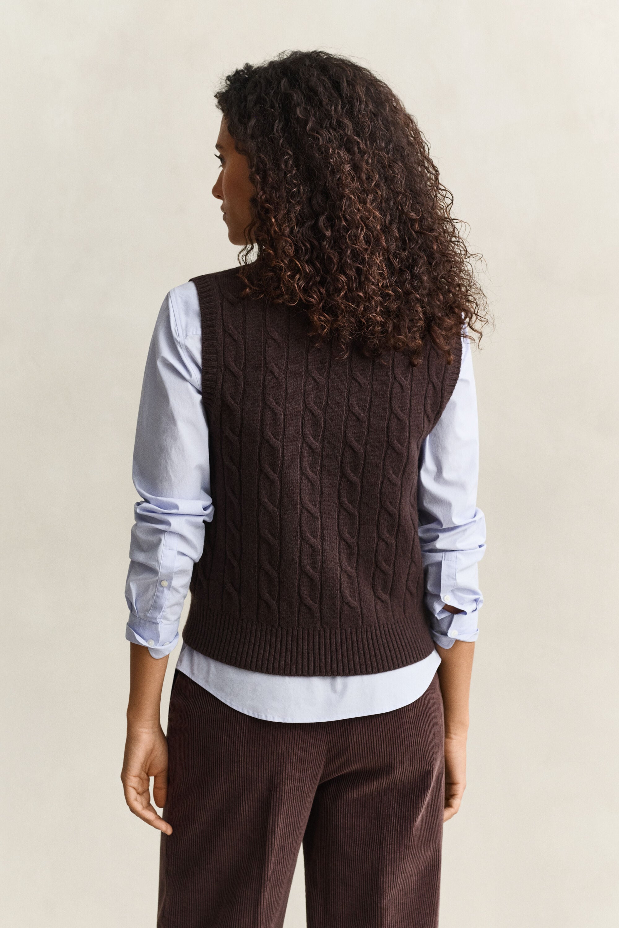 Pull sans manches en maille de laine d'agneau à torsades