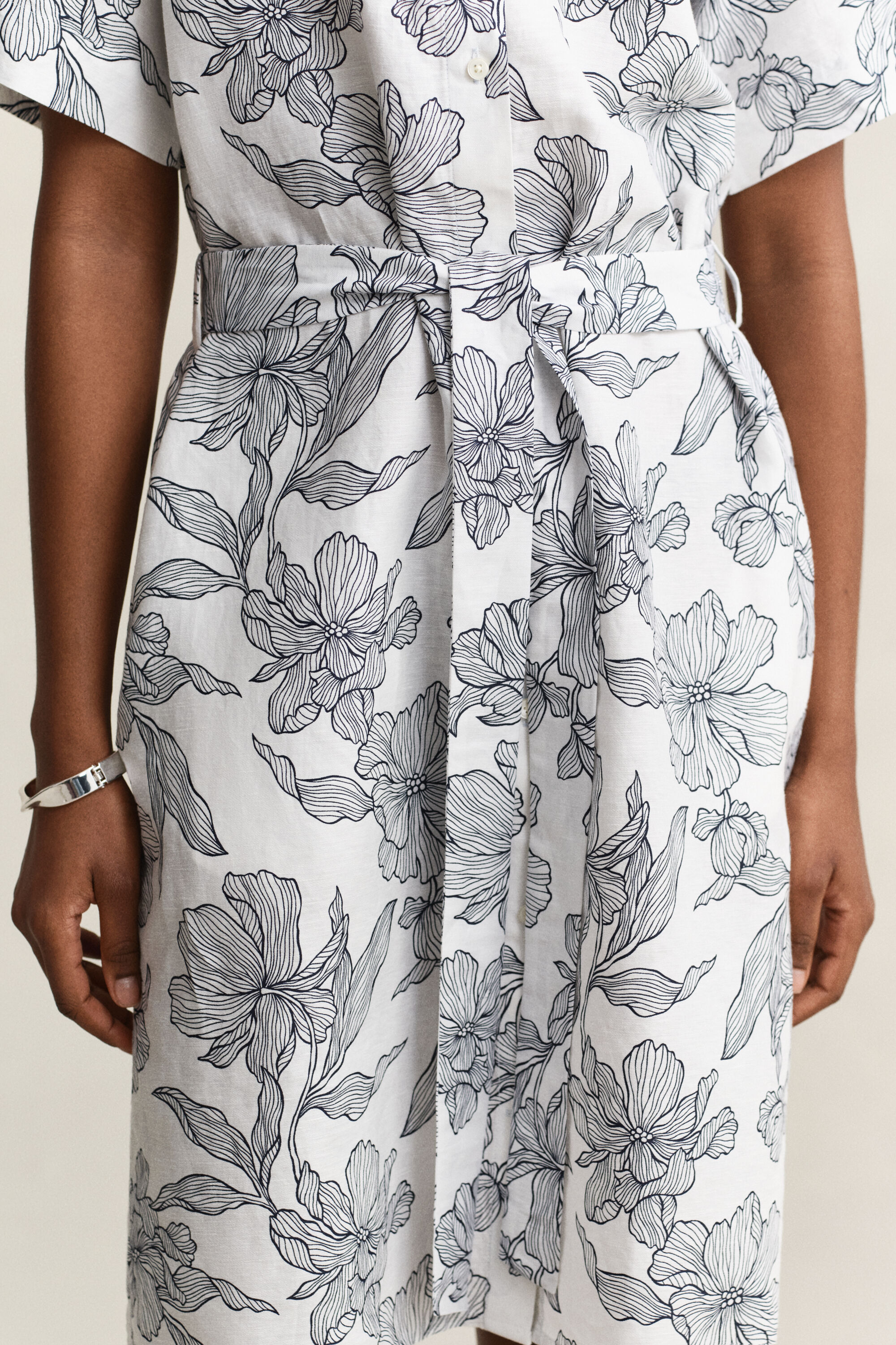 Robe-chemise en lin florale