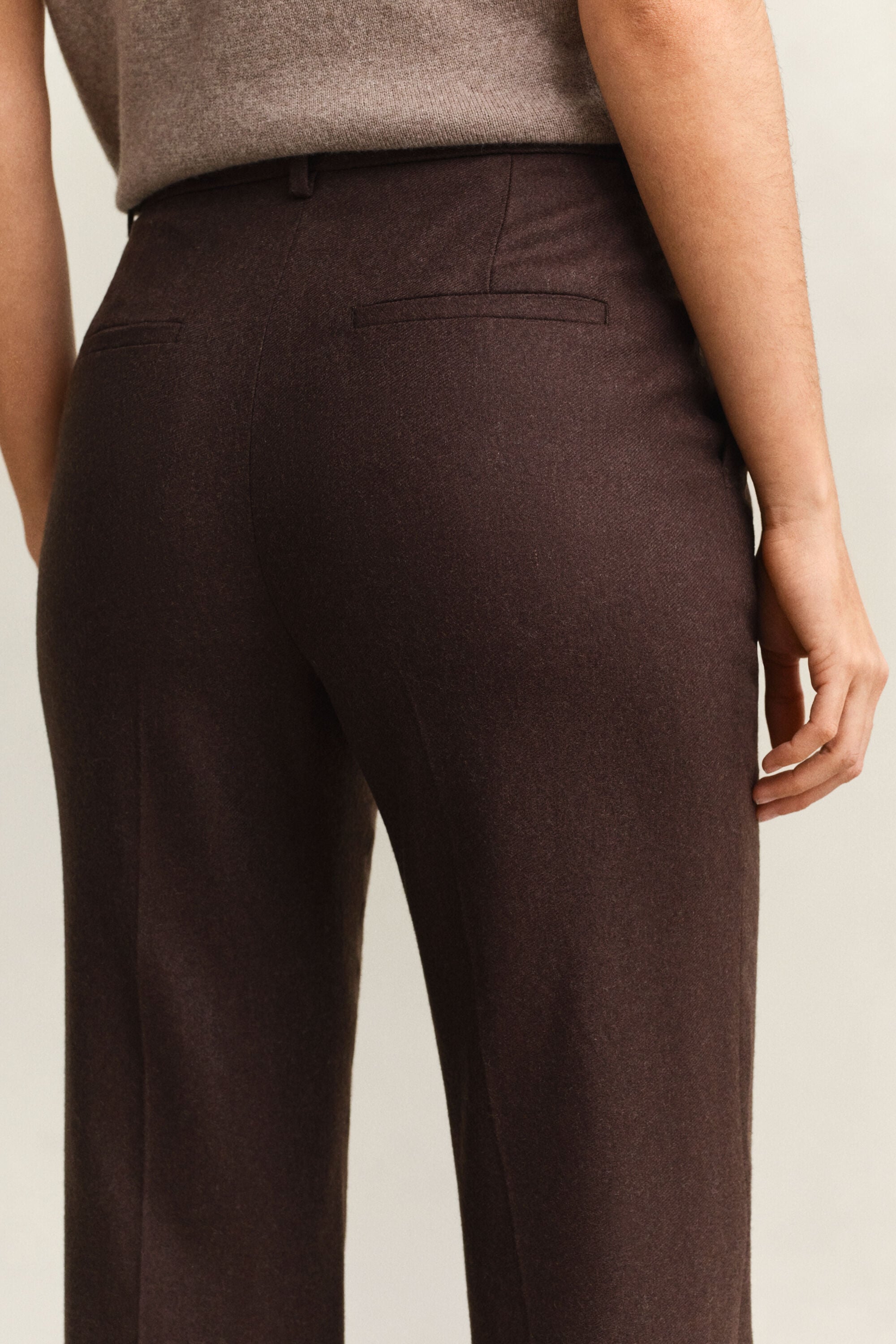 Pantalon coupe slim évasé en flanelle