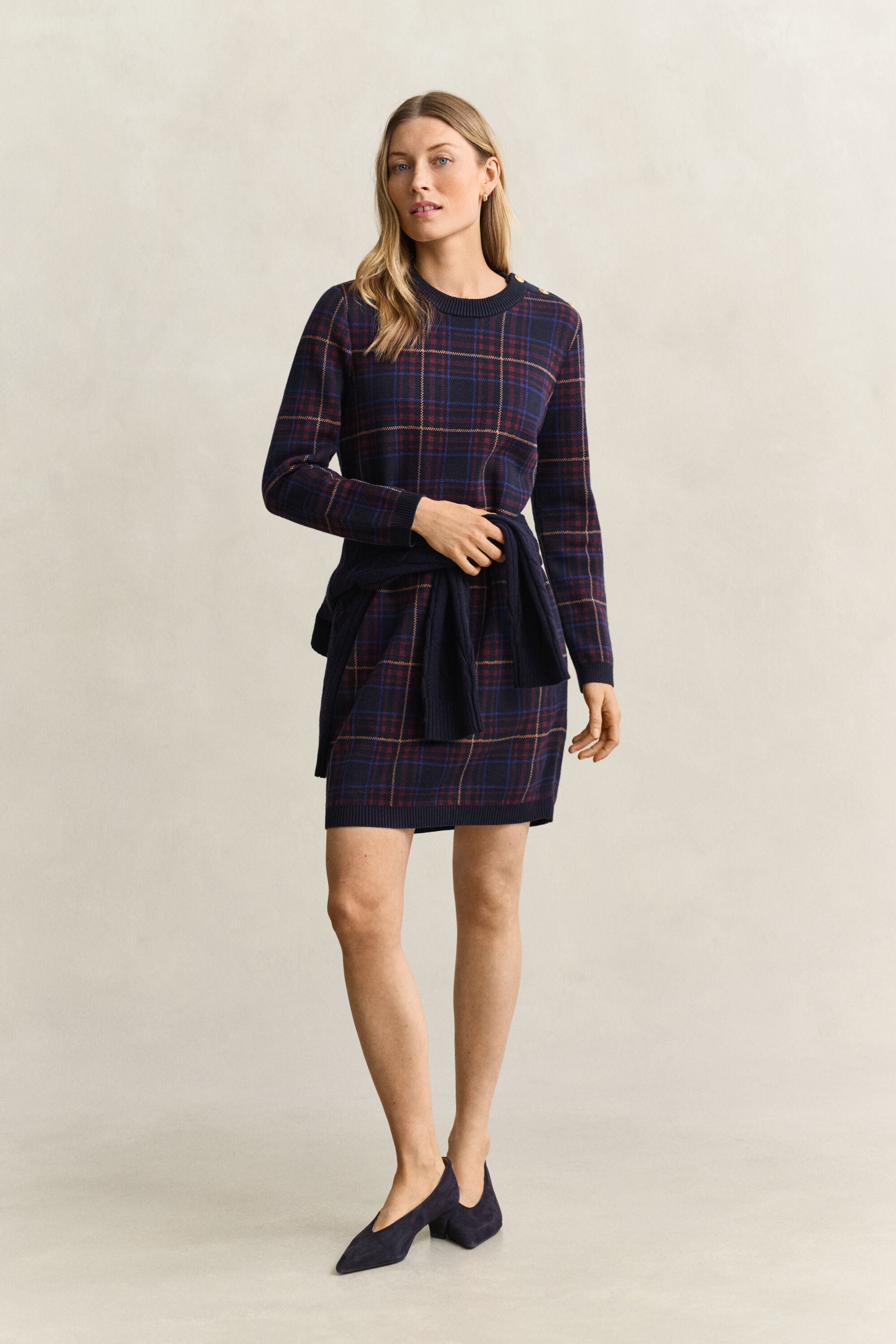 Robe en maille à carreaux
