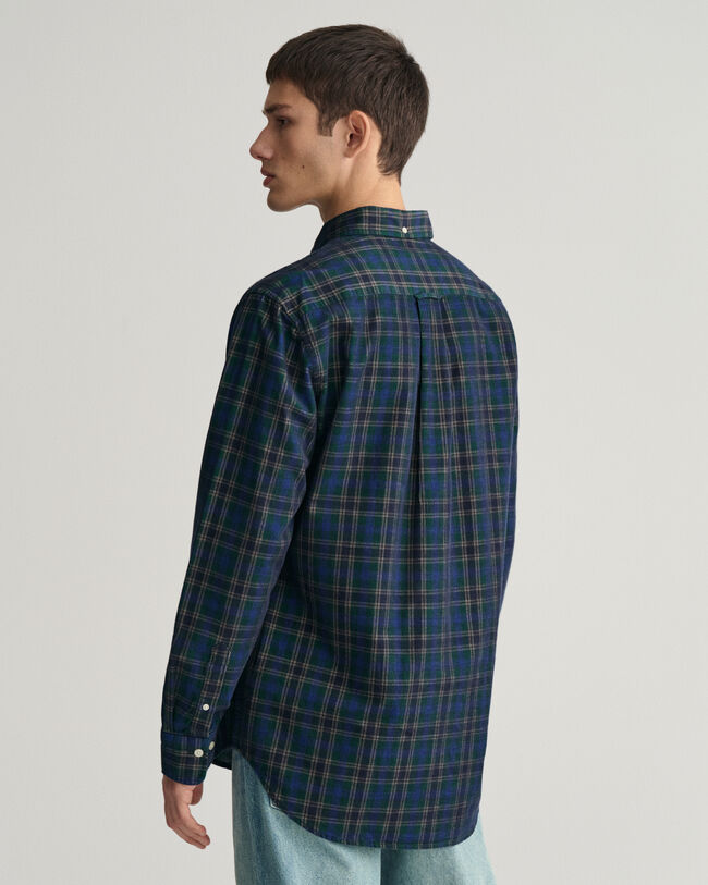 Chemise regular fit en velours c&ocirc;tel&eacute; &agrave; carreaux