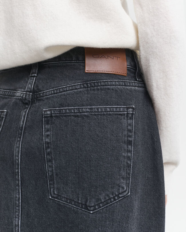 Jupe midi en denim à boutons