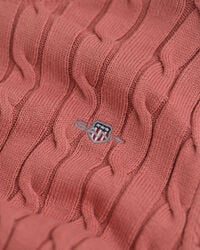 Pull col rond en maille de coton stretch à torsades Ado Fille