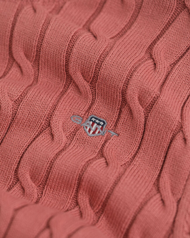 Pull col rond en maille de coton stretch à torsades Ado Fille