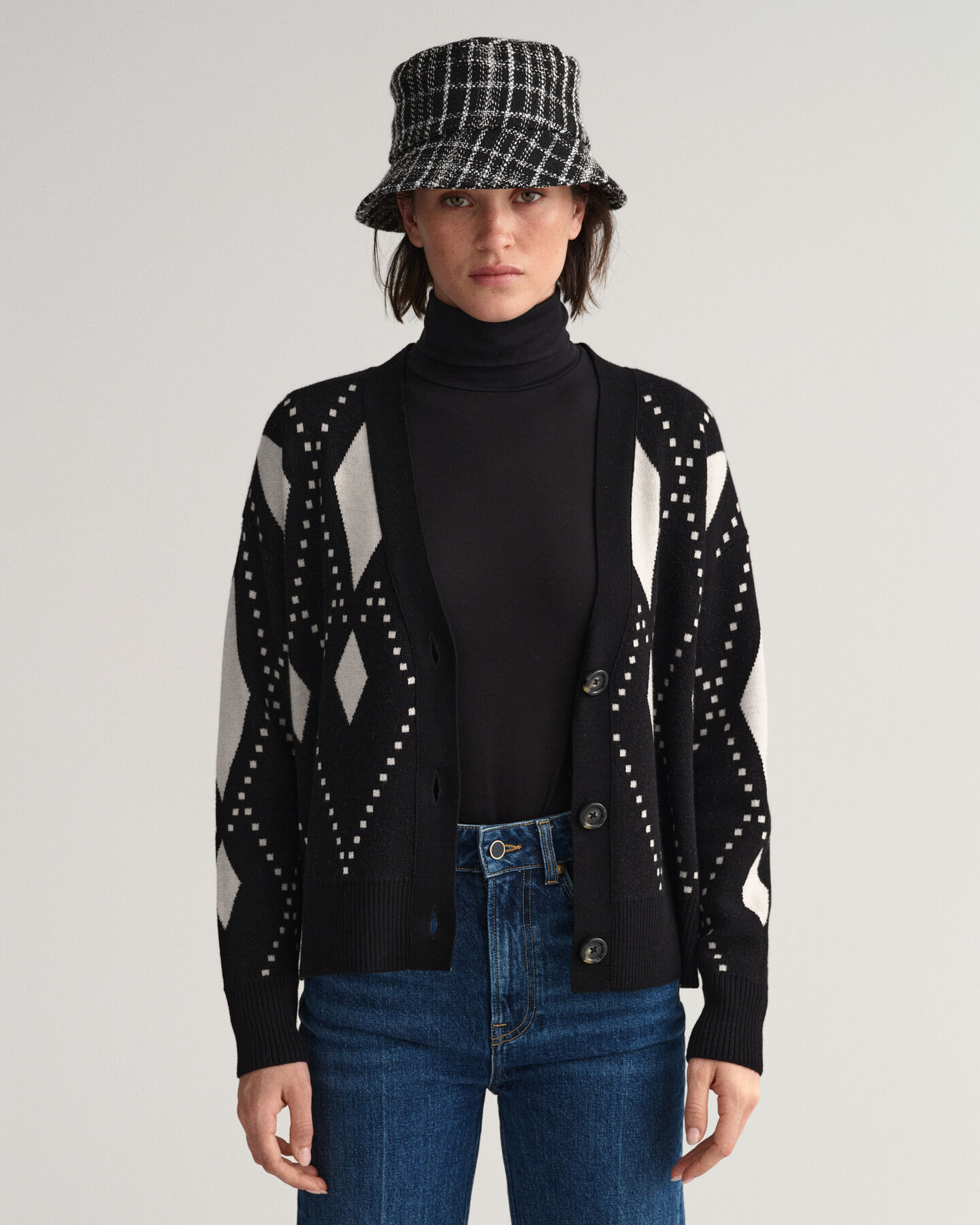 Cardigan col V Argyle