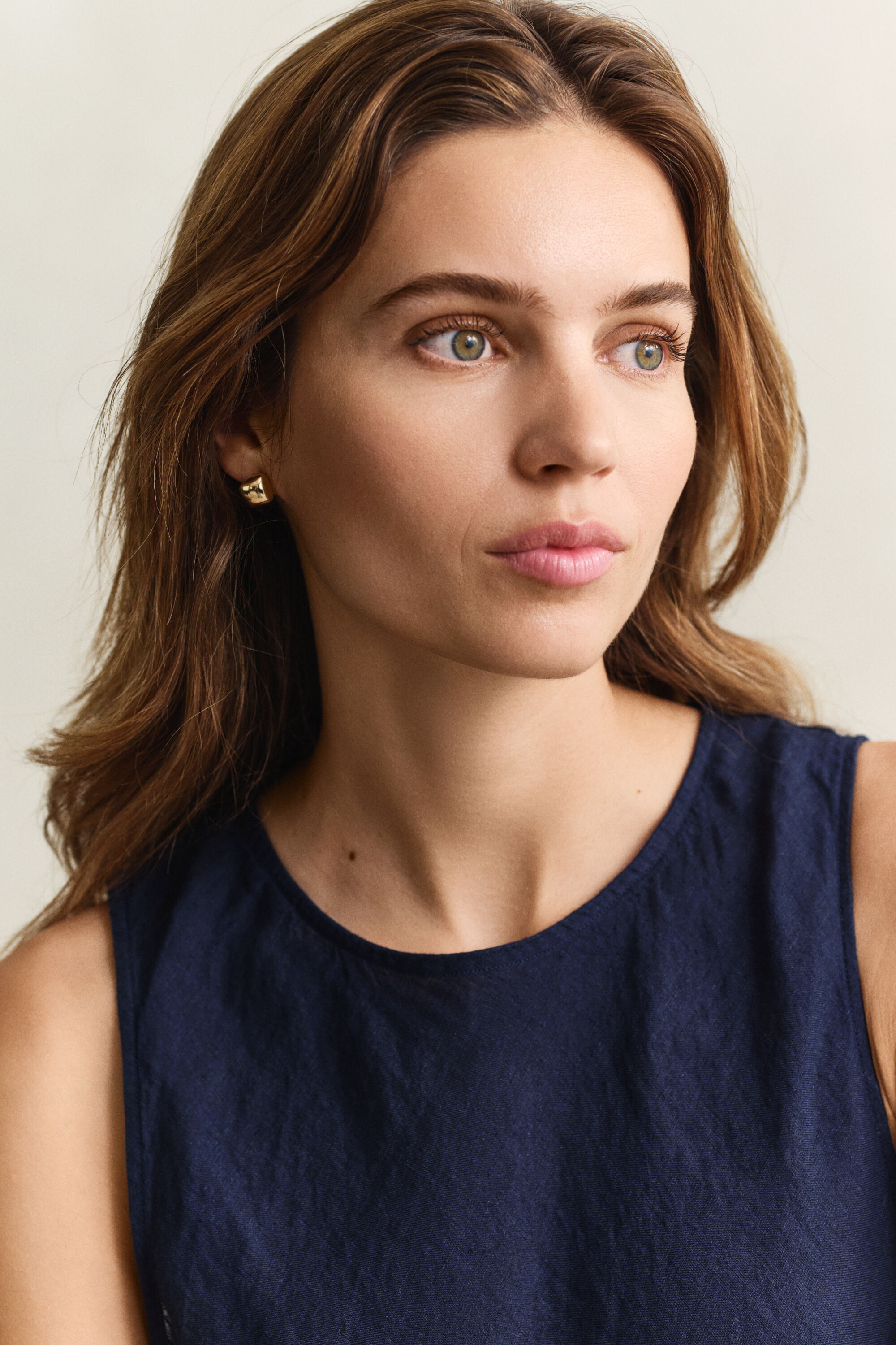 Robe midi coupée dans le biais en lin