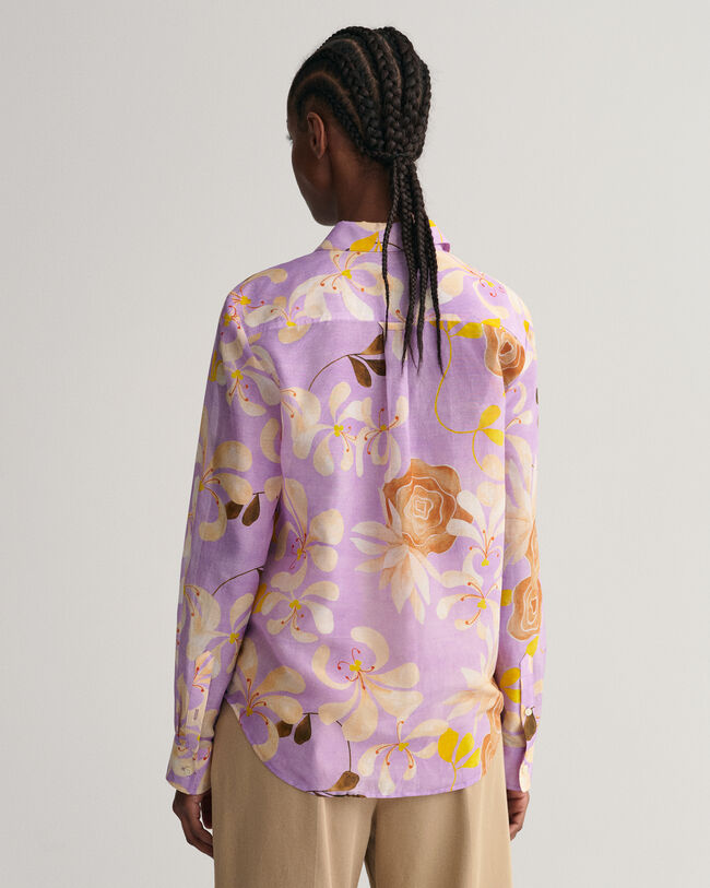 Chemise regular fit en coton et soie &agrave; imprim&eacute; floral