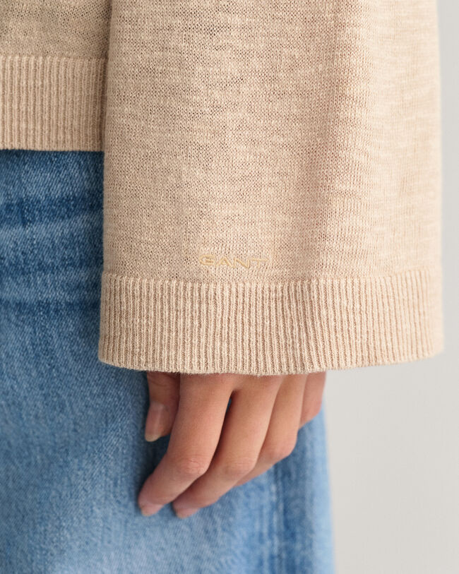 Pull col V en lin mélangé