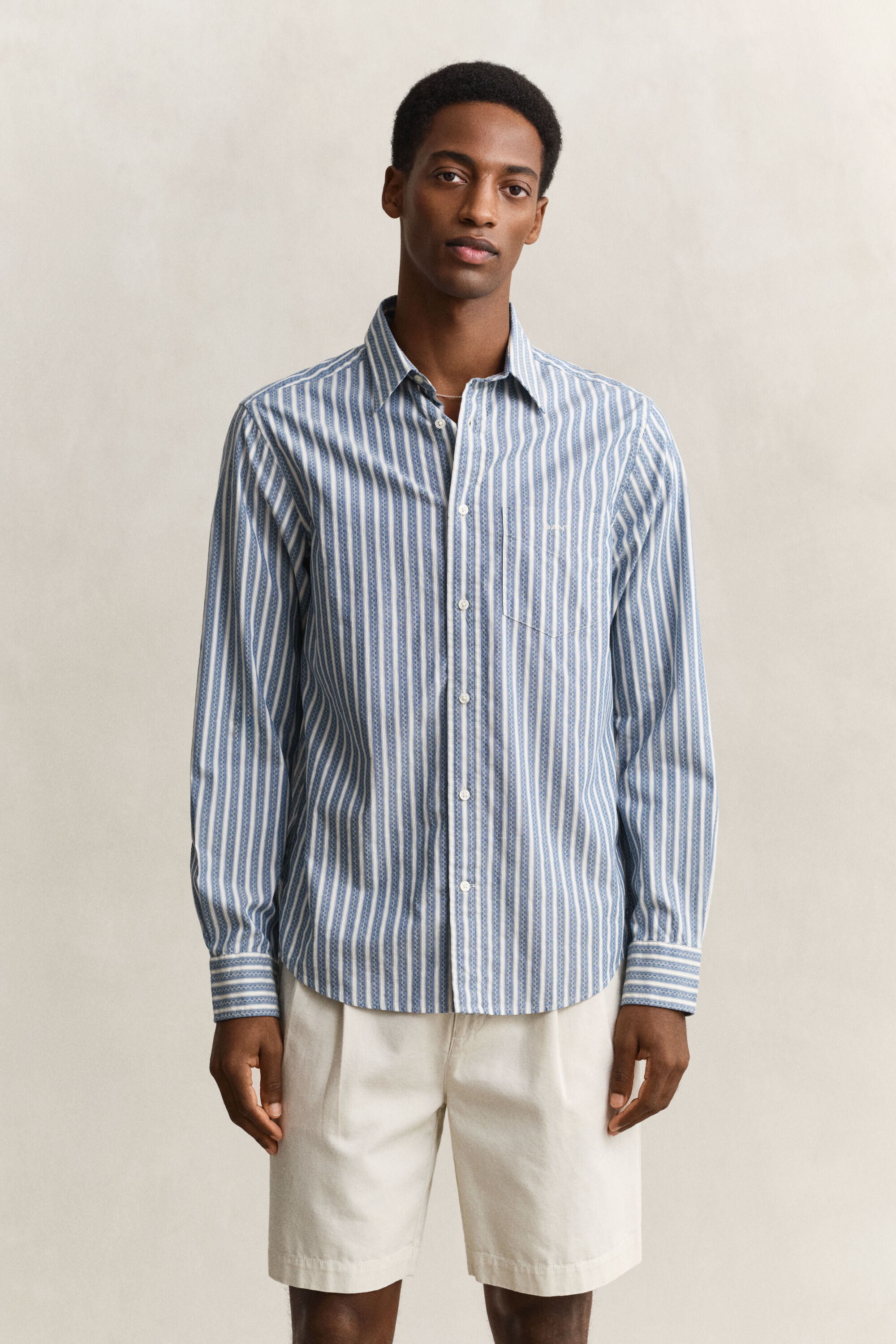 Chemise coupe regular à rayures dobby