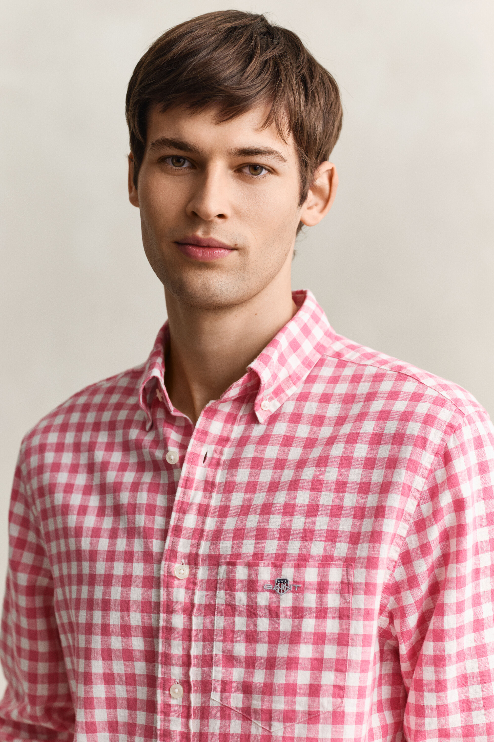 Chemise vichy en lin mélangé