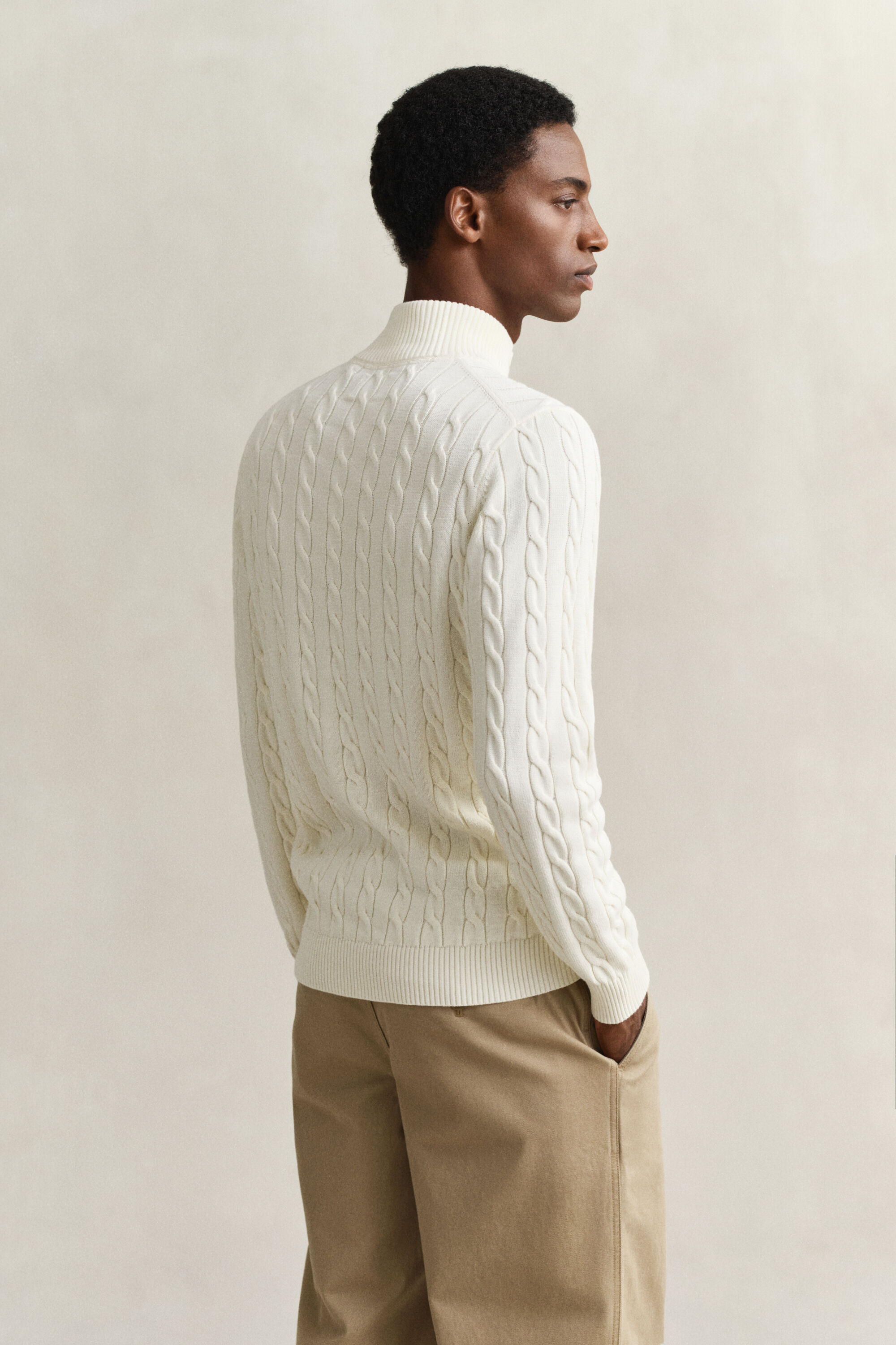 Pull à demi-zip en maille de coton torsadée