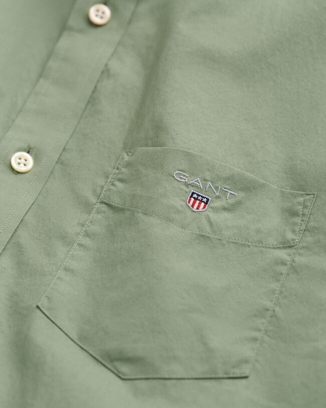 Chemise regular fit en popeline de coton &agrave; manches courtes