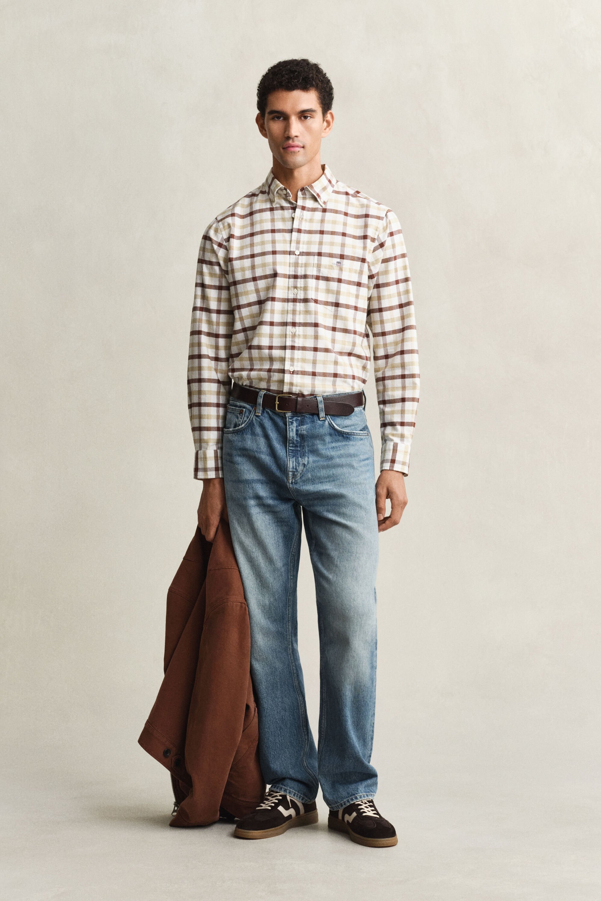 Chemise coupe regular en coton Oxford à carreaux