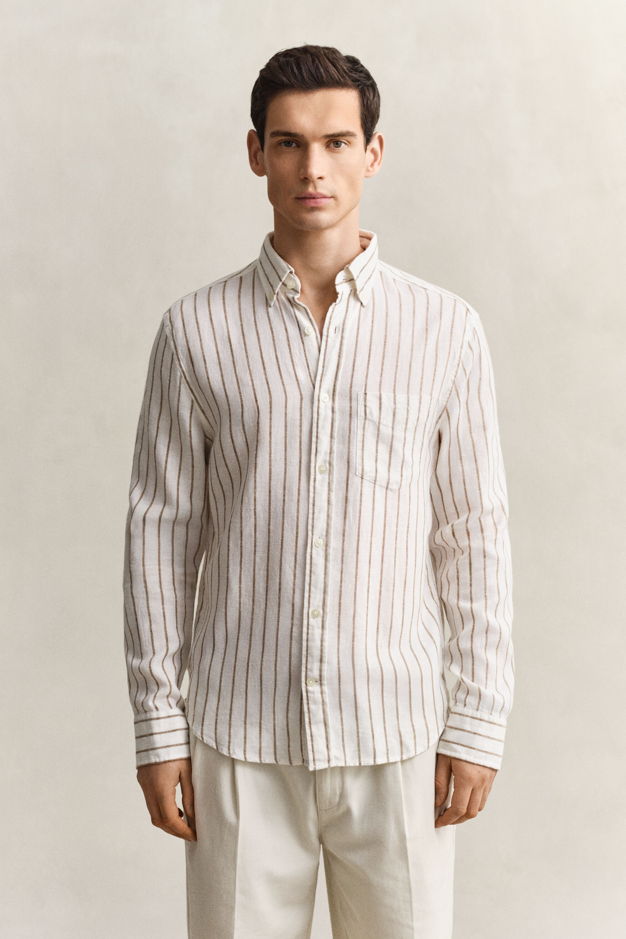 Chemise en lin mélangé à rayures