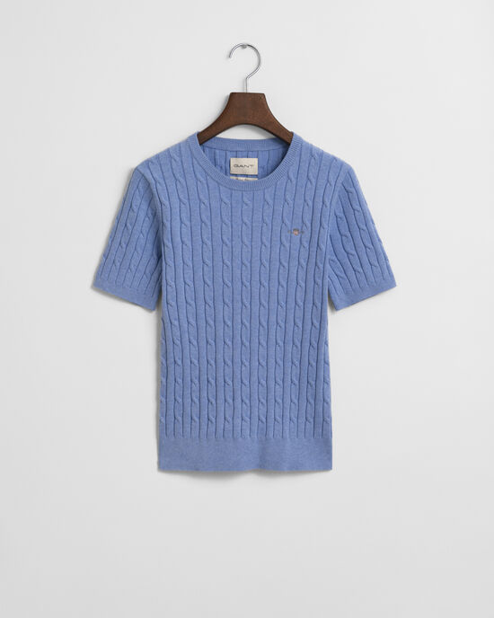 Pull en maille de coton stretch à torsades