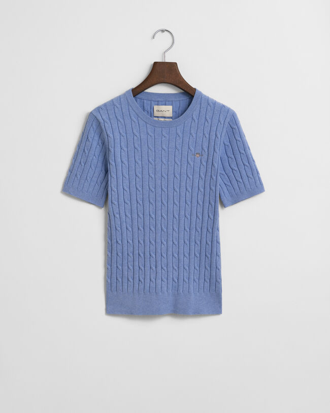 Pull en maille de coton stretch à torsades