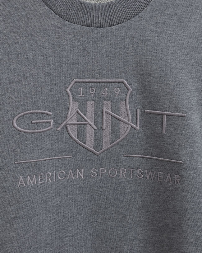 Sweat-shirt ras du cou avec &eacute;cusson ton sur ton