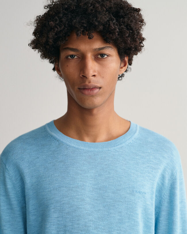 Pull ras du cou en coton et lin