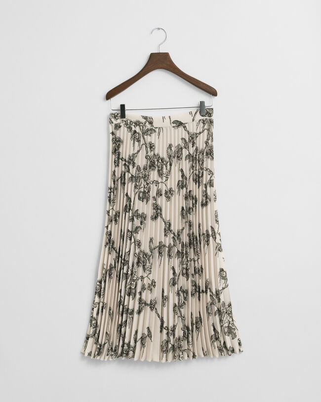 Jupe midi plissée à imprimé arbres