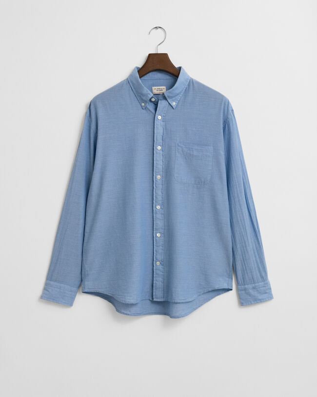 Chemise coupe décontractée en chambray indigo