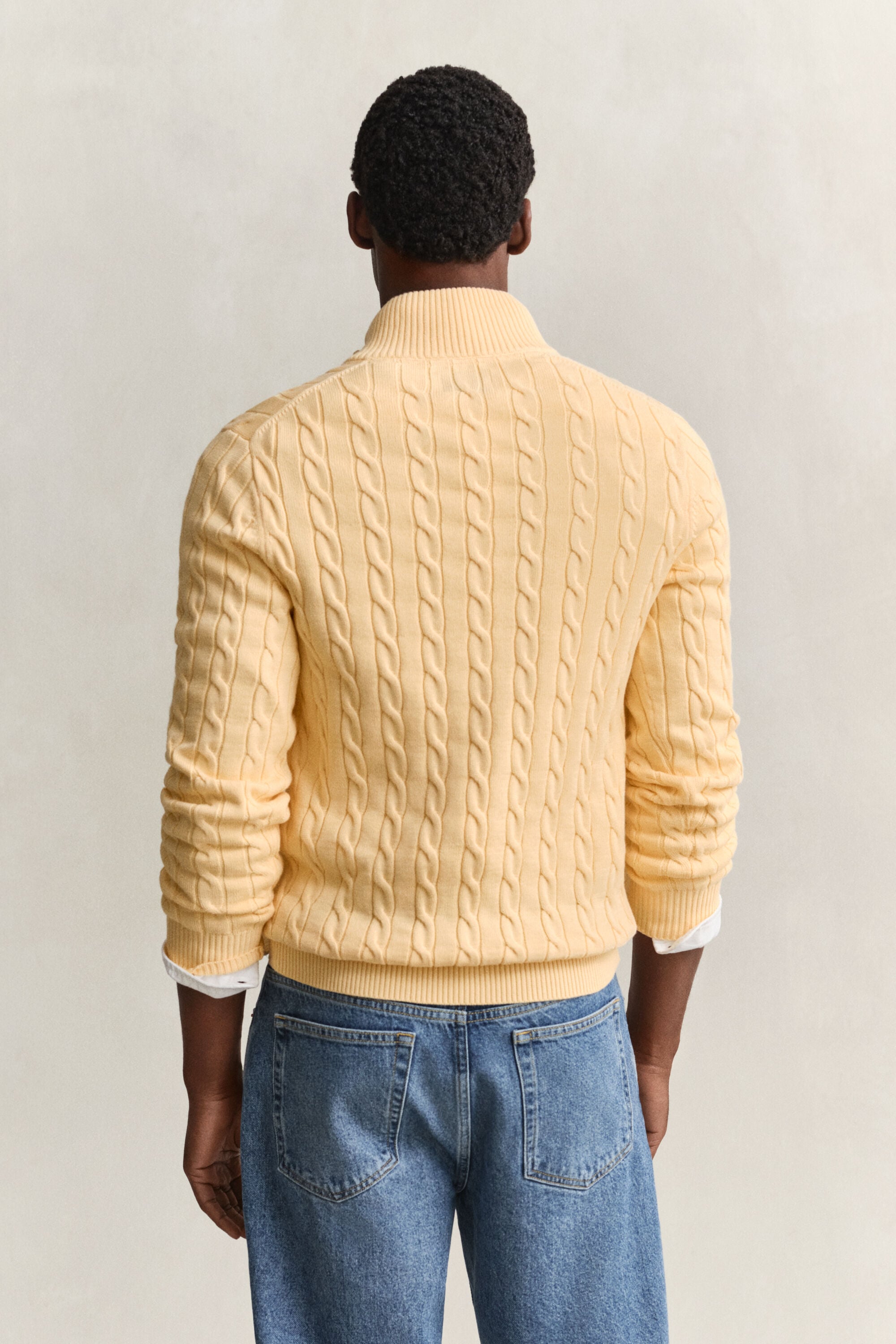 Pull à demi-zip en maille de coton torsadée
