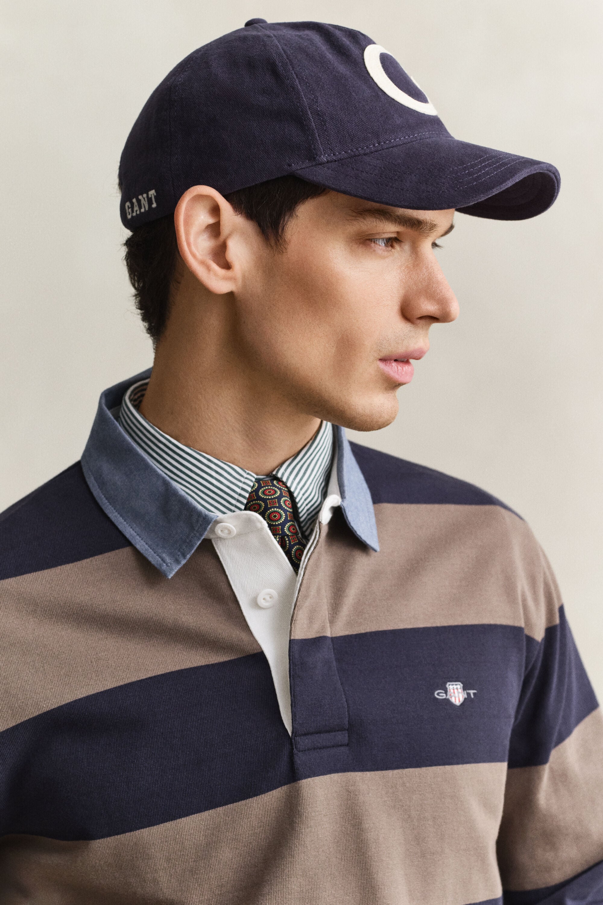 Heavy Rugger à rayures avec col en chambray