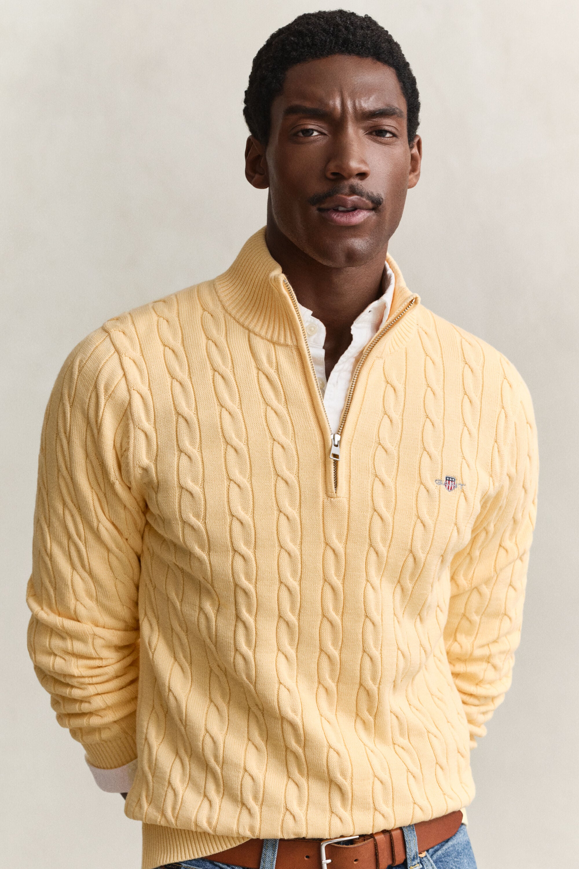 Pull à demi-zip en maille de coton torsadée