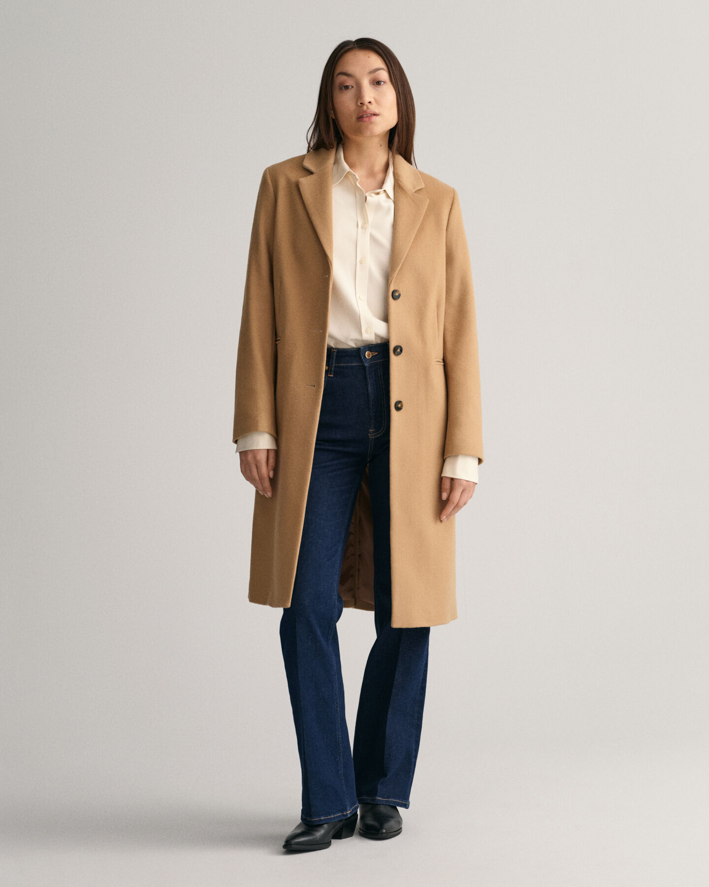 Manteau ajusté en laine mélangée