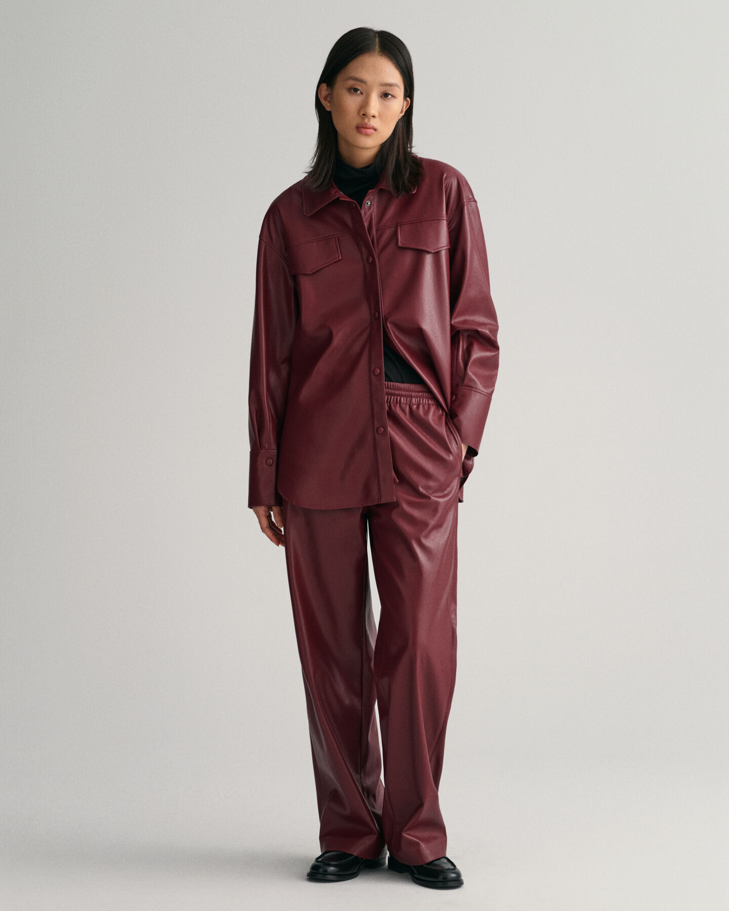 Pantalon relaxed fit en similicuir Pull-On