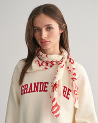 Foulard en coton et soie avec texte imprimé