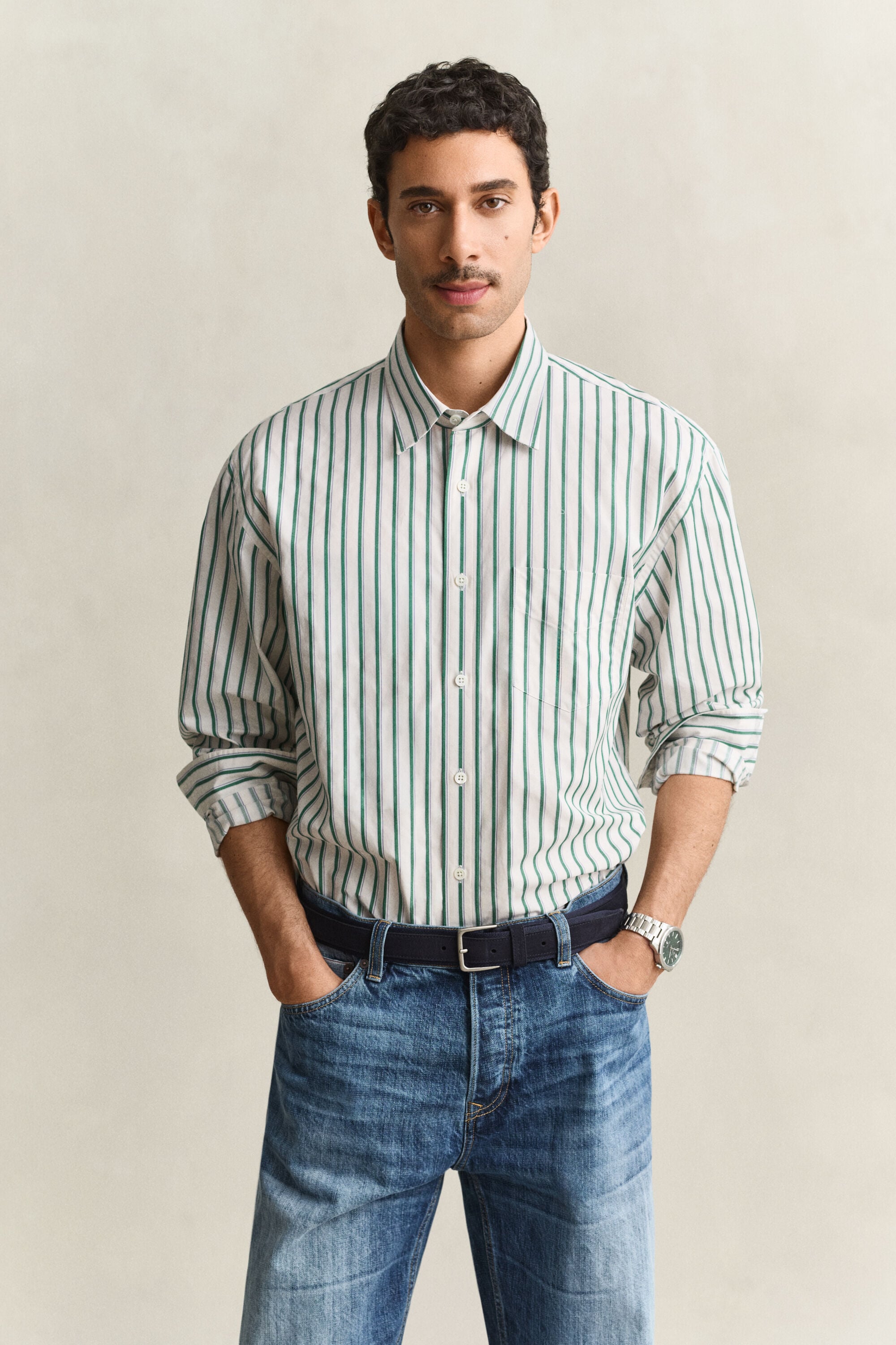 Chemise à rayures dobby