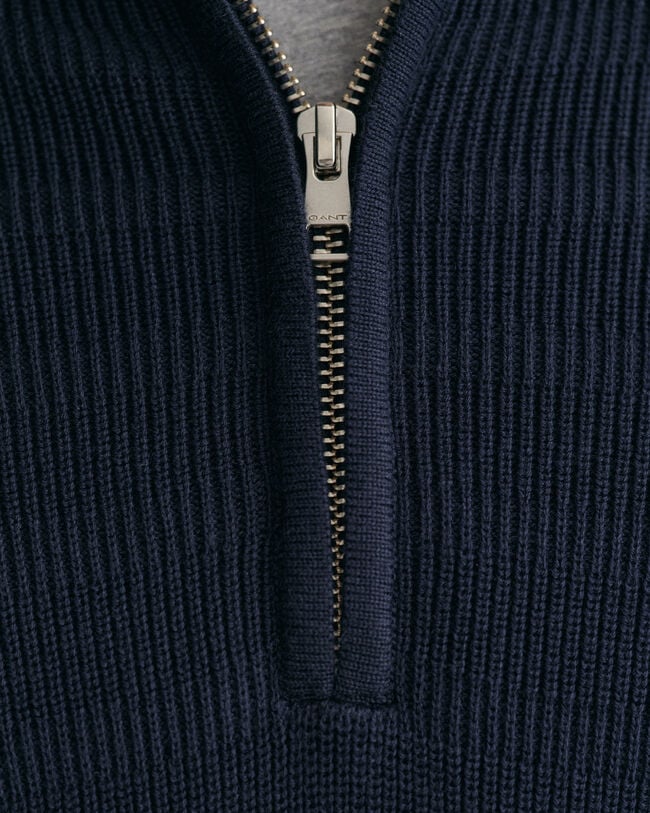 Pull à demi-zip en coton texturé à rayures
